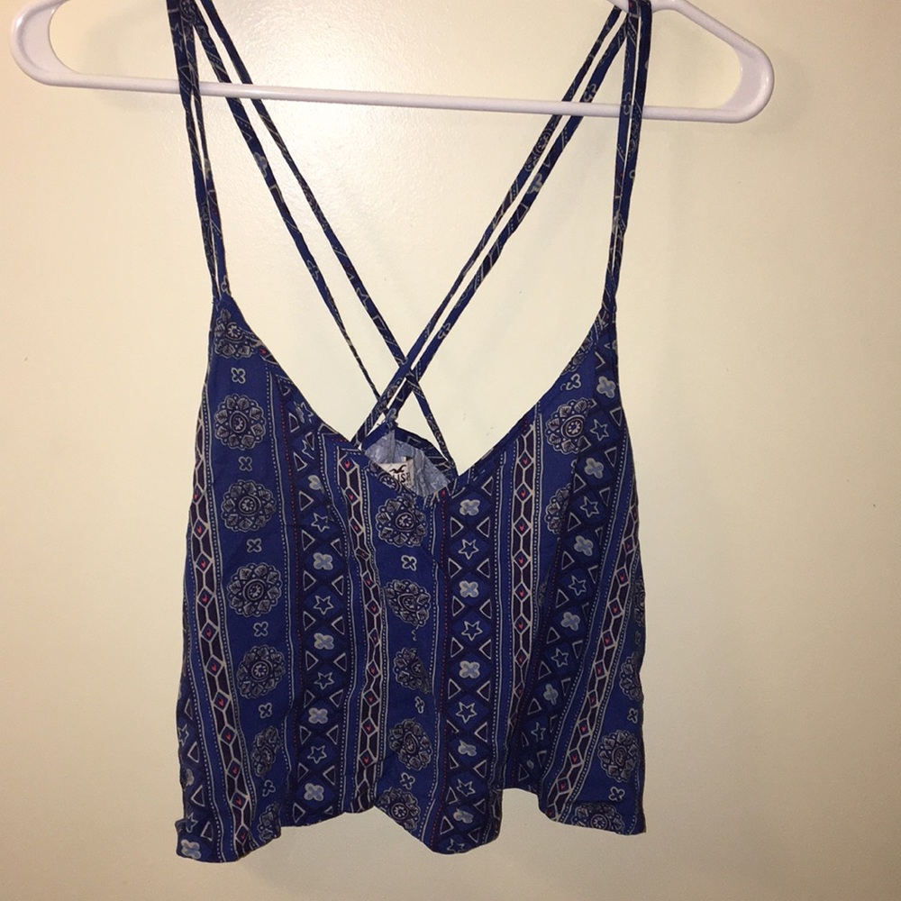 Blue patterned Hollister crop top